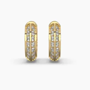 0.75ctw Round Lab Grown Diamond Huggie Hoop Earrings | 14k Gold