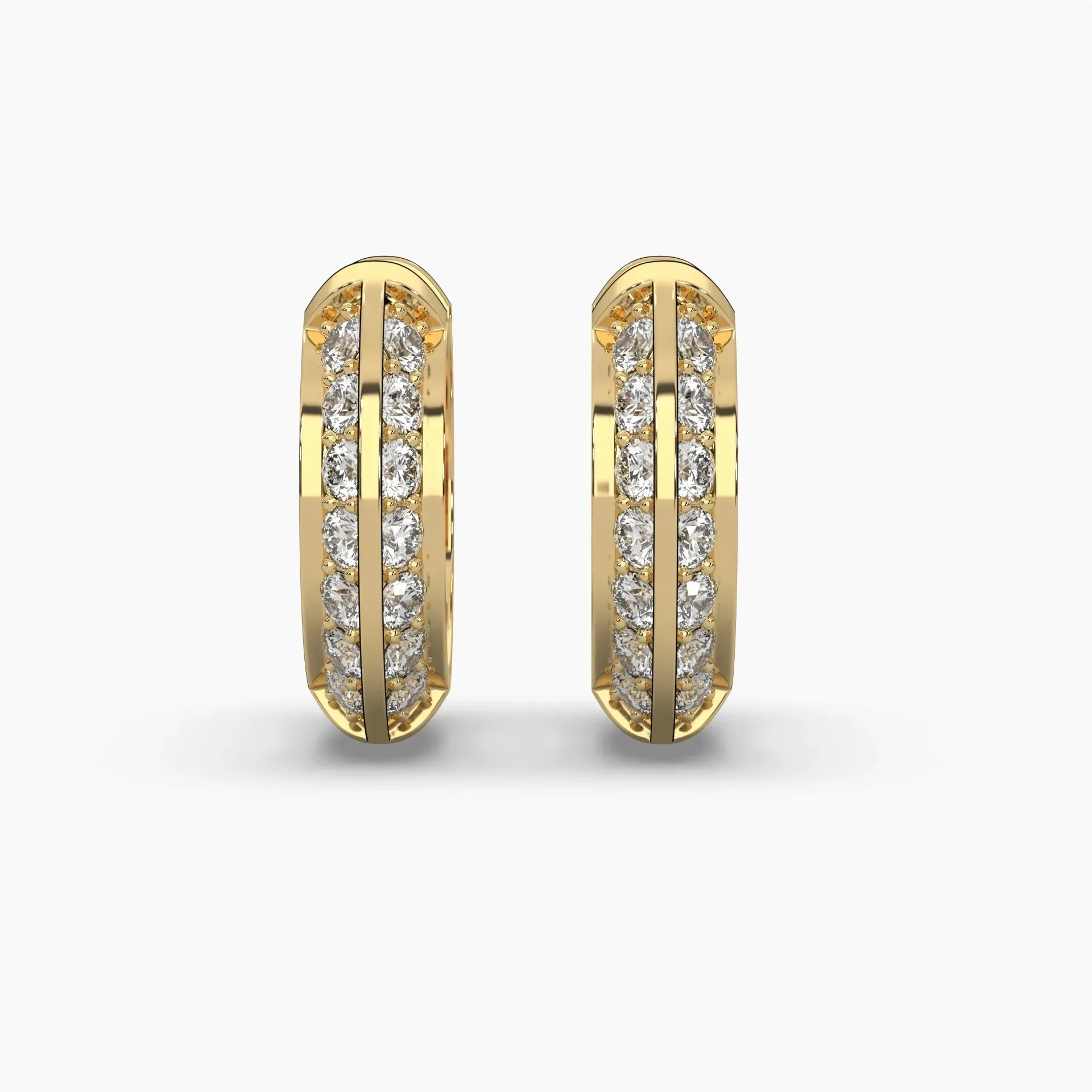0.75ctw Round Lab Grown Diamond Huggie Hoop Earrings | 14k Gold