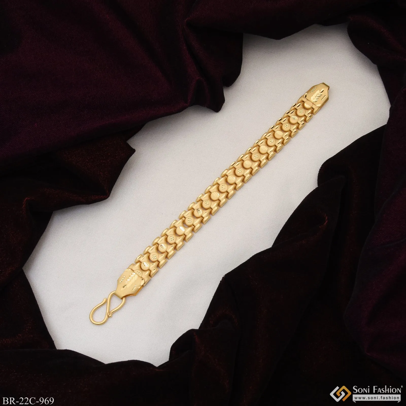 1 Gram Gold Plated Bahubali Attention-Getting Design Bracelet for Men - Style C969