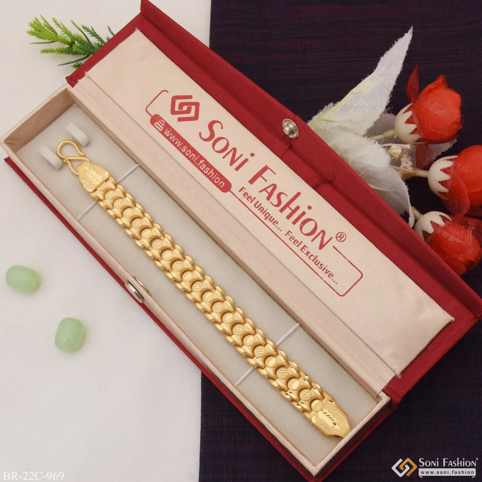 1 Gram Gold Plated Bahubali Attention-Getting Design Bracelet for Men - Style C969