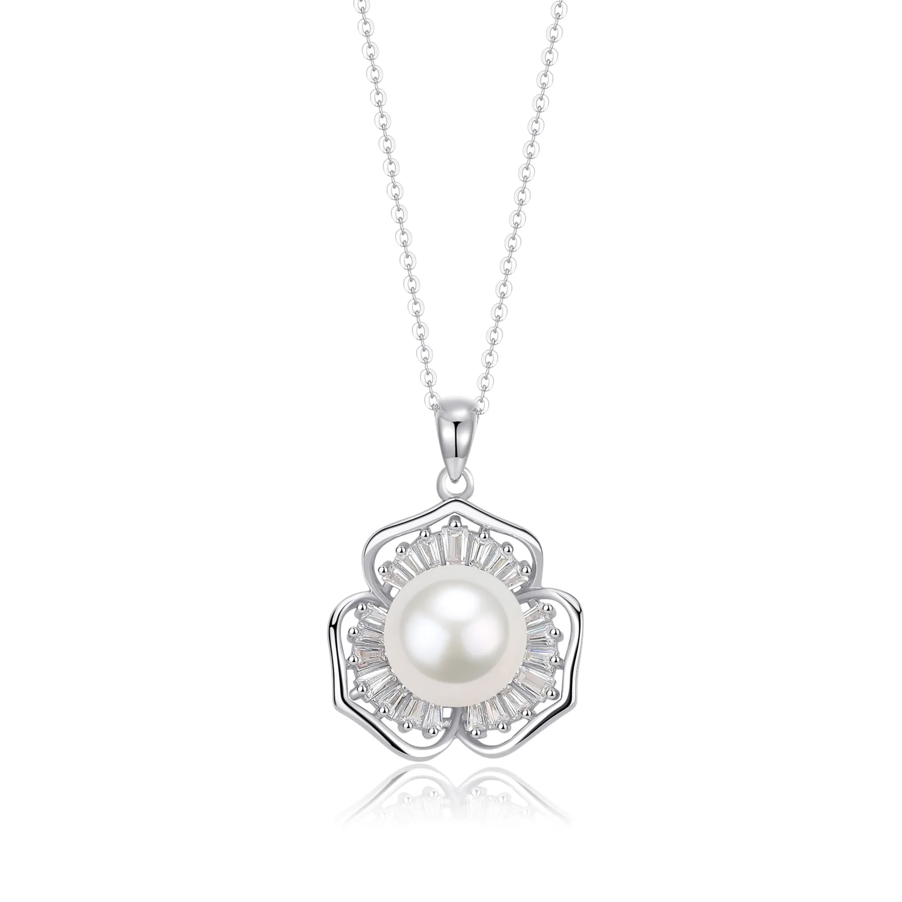 10-11mm Edison Pearl Floral Pendant Necklace