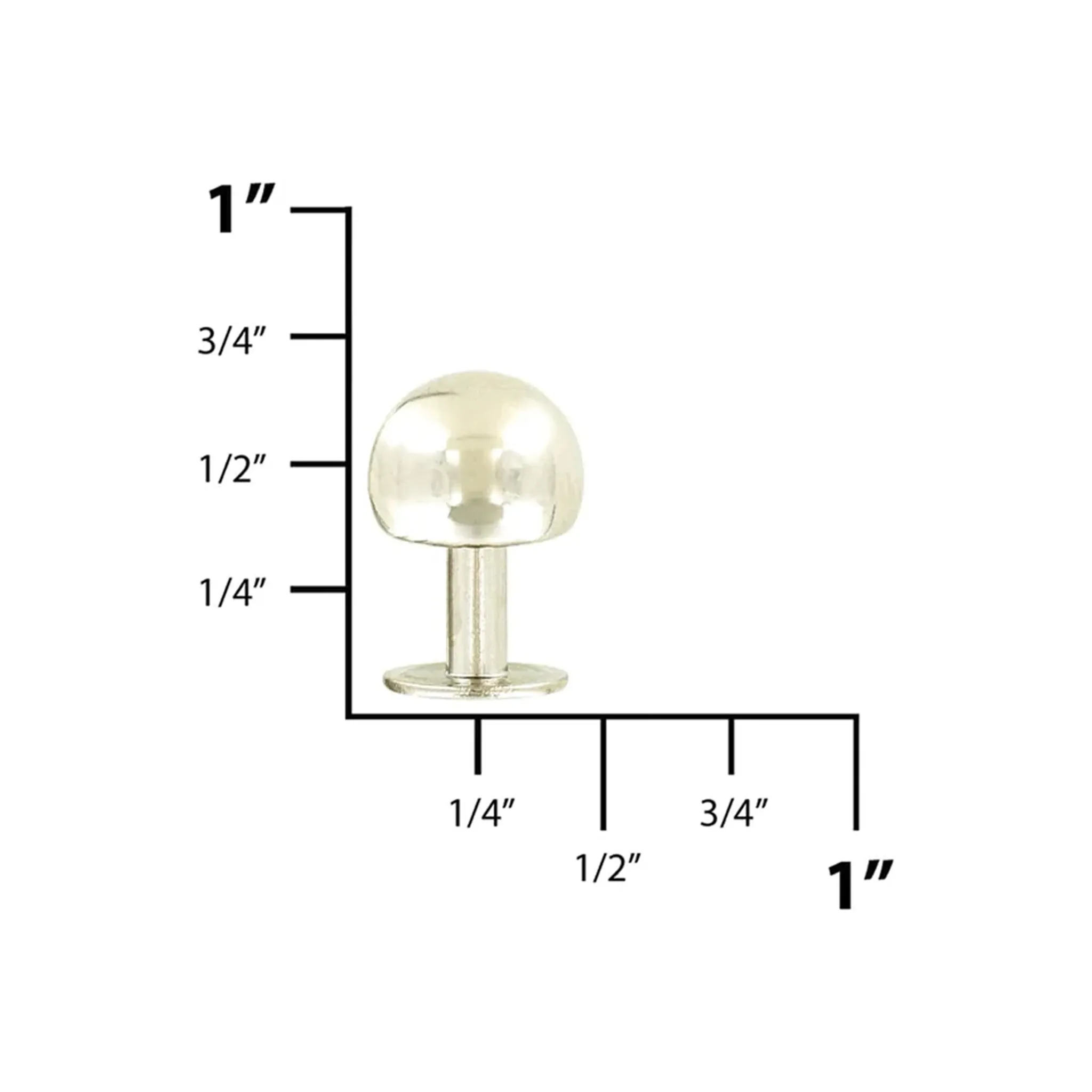 10 mm Nickel, Round Ball Bottom Stud, Solid Brass-PK10, #P-2998-SBN