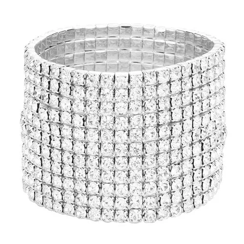11 Row Crystal Rhinestone Stretchable Bracelet