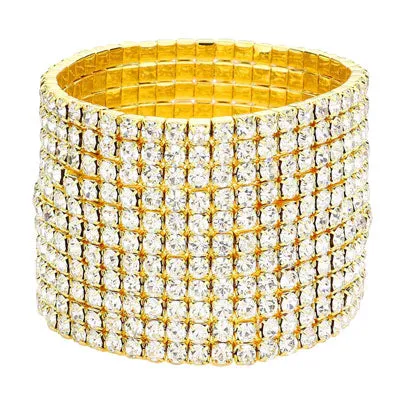 11 Row Crystal Rhinestone Stretchable Bracelet