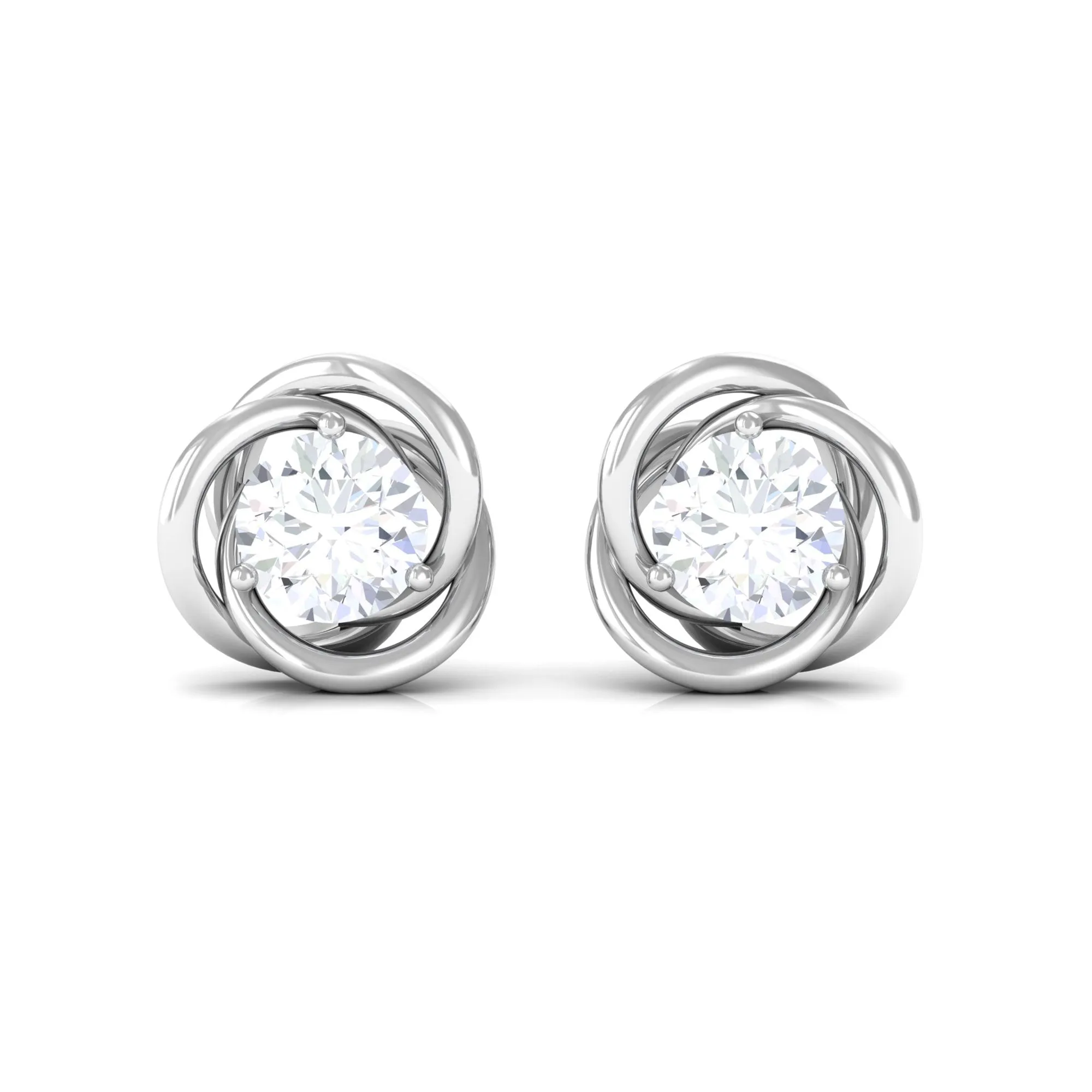 1/2 CT Round Cut Solitaire Zircon Gold Swirl Stud Earrings