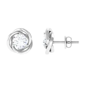 1/2 CT Round Cut Solitaire Zircon Gold Swirl Stud Earrings