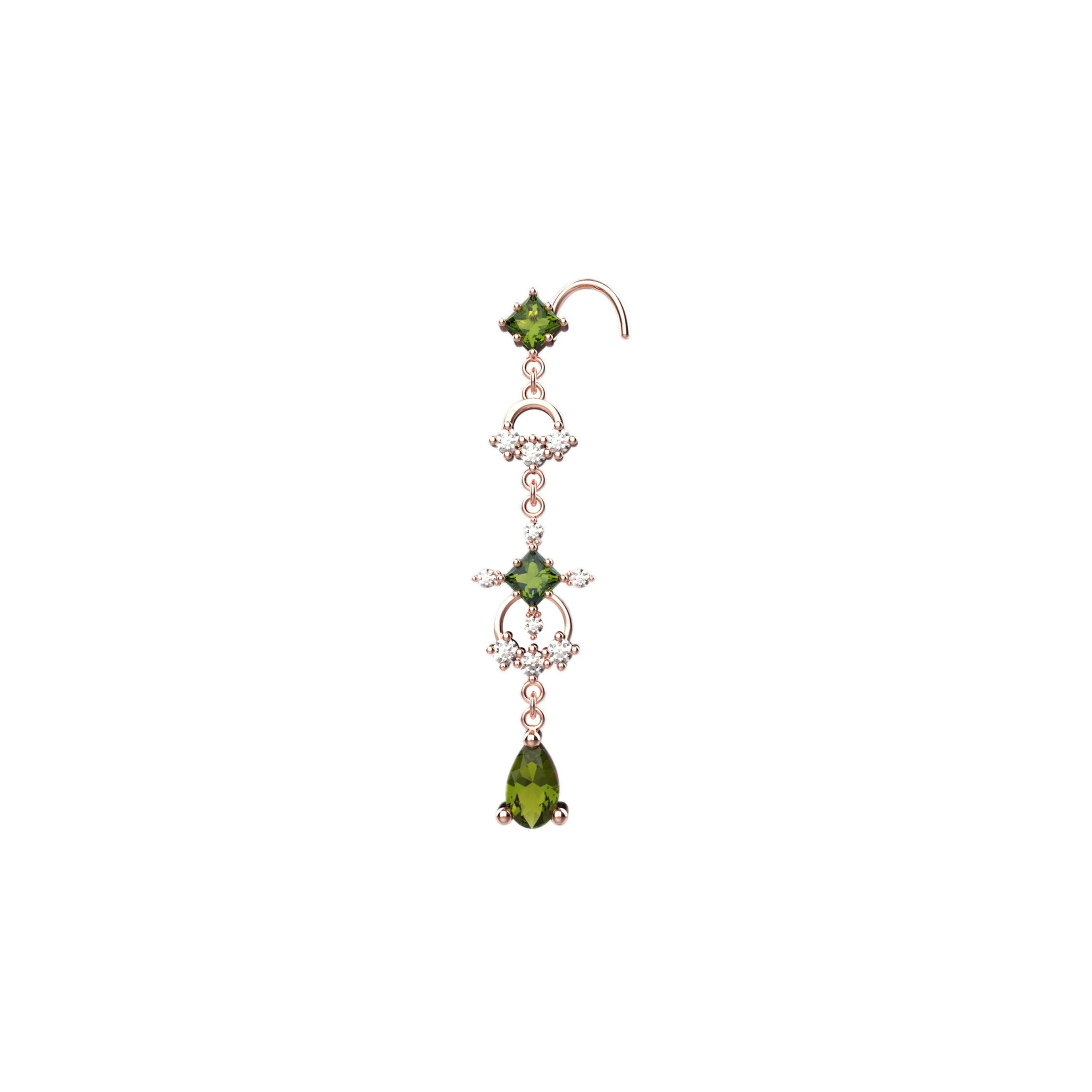 14ct Gold Drop Dangle Nose Stud | Elegant Nose Ring Jewelry