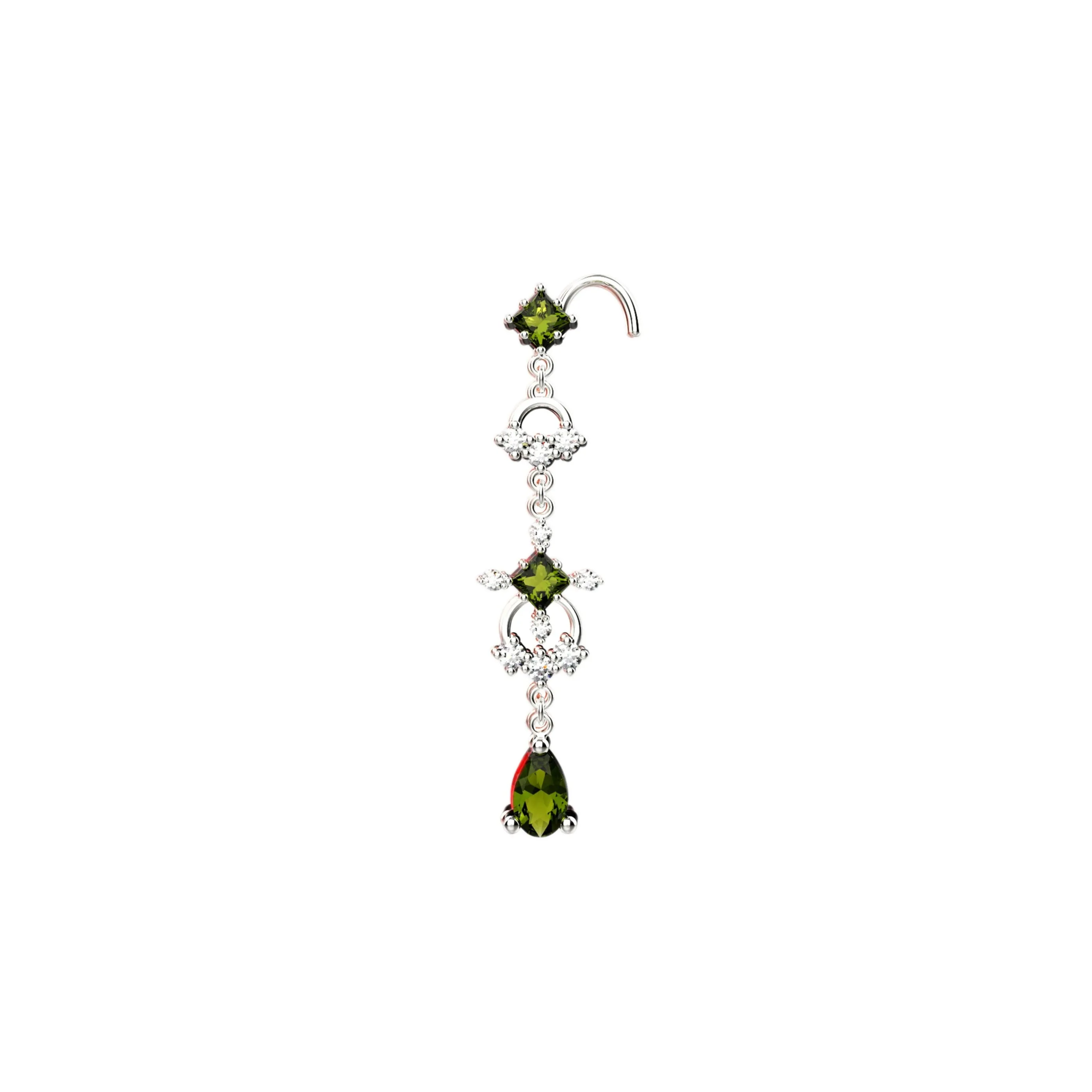 14ct Gold Drop Dangle Nose Stud | Elegant Nose Ring Jewelry