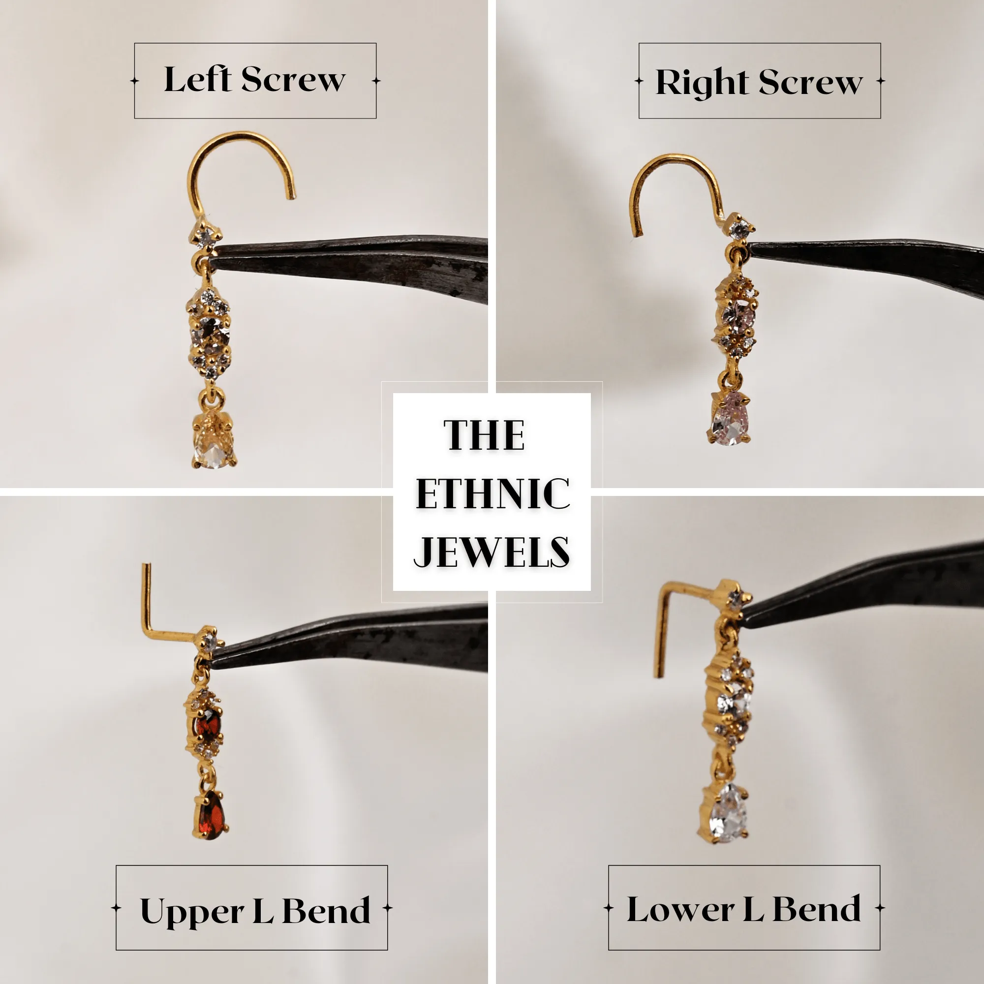 14ct Gold Garnet Dangle Nose Ring | January Birthstone Jewelry