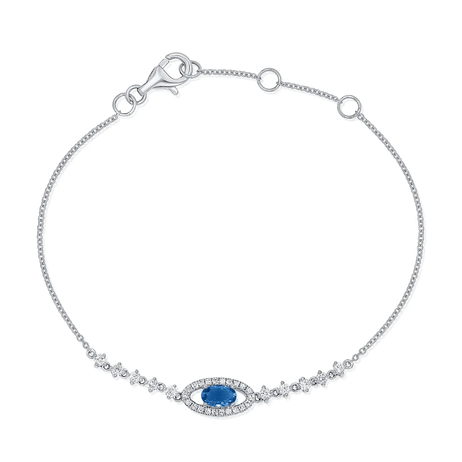 14K Gold Diamond & Sapphire Evil Eye Bracelet