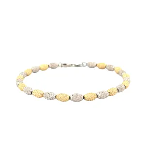 14K Two-Tone Gold Diamond Cut Oval Ball Bracelet