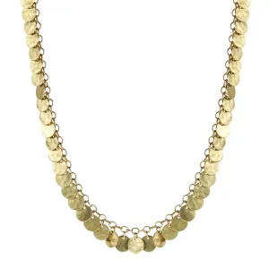 18K Gold Small Full Hammered Disc Necklace