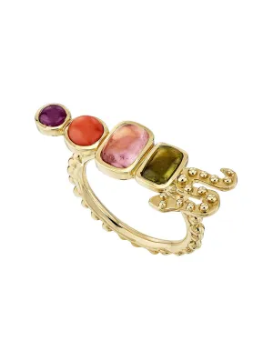 18k Yellow Gold Coral Snake Ring