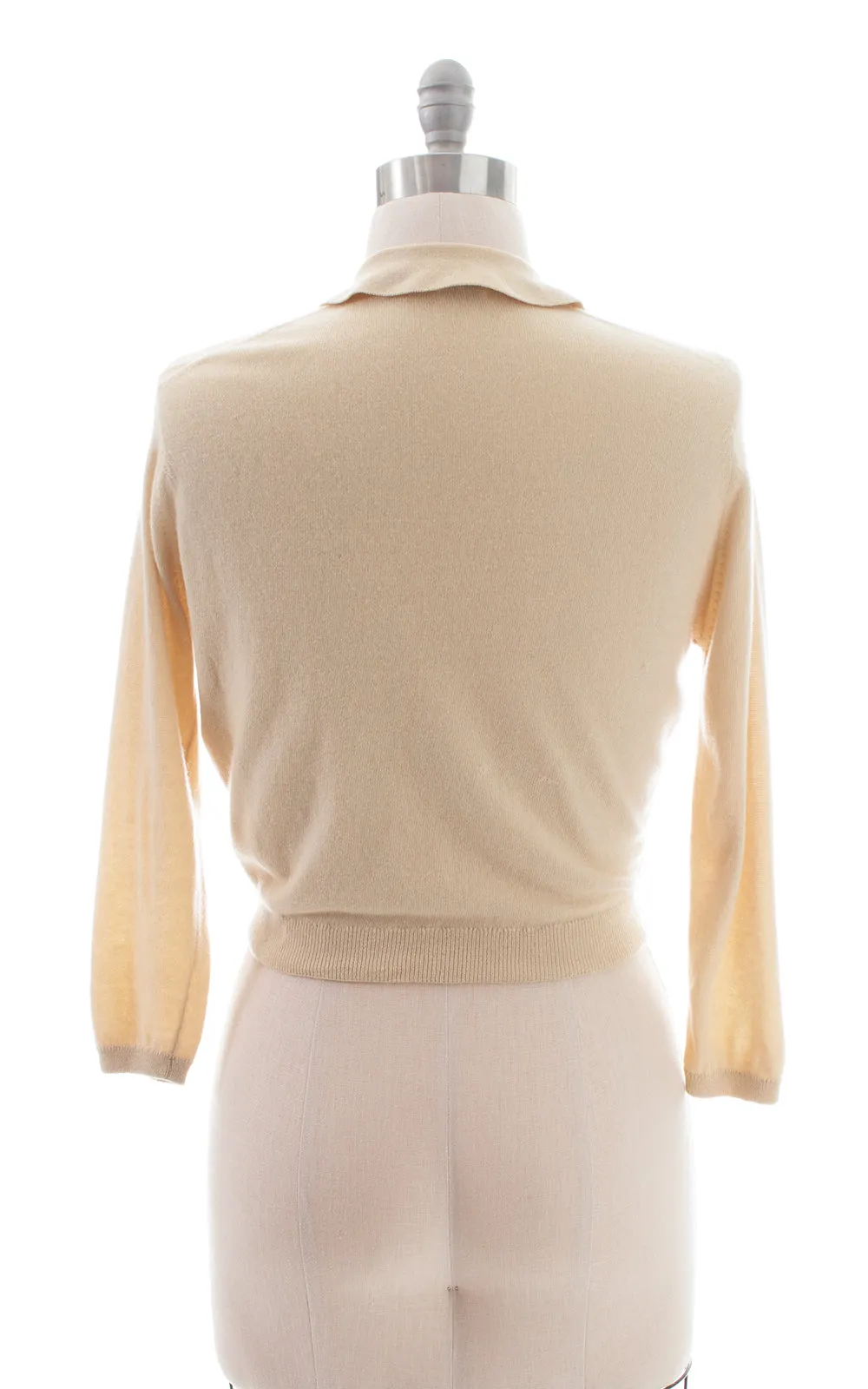 1950s Rose Embroidered Cashmere Cardigan | small/medium