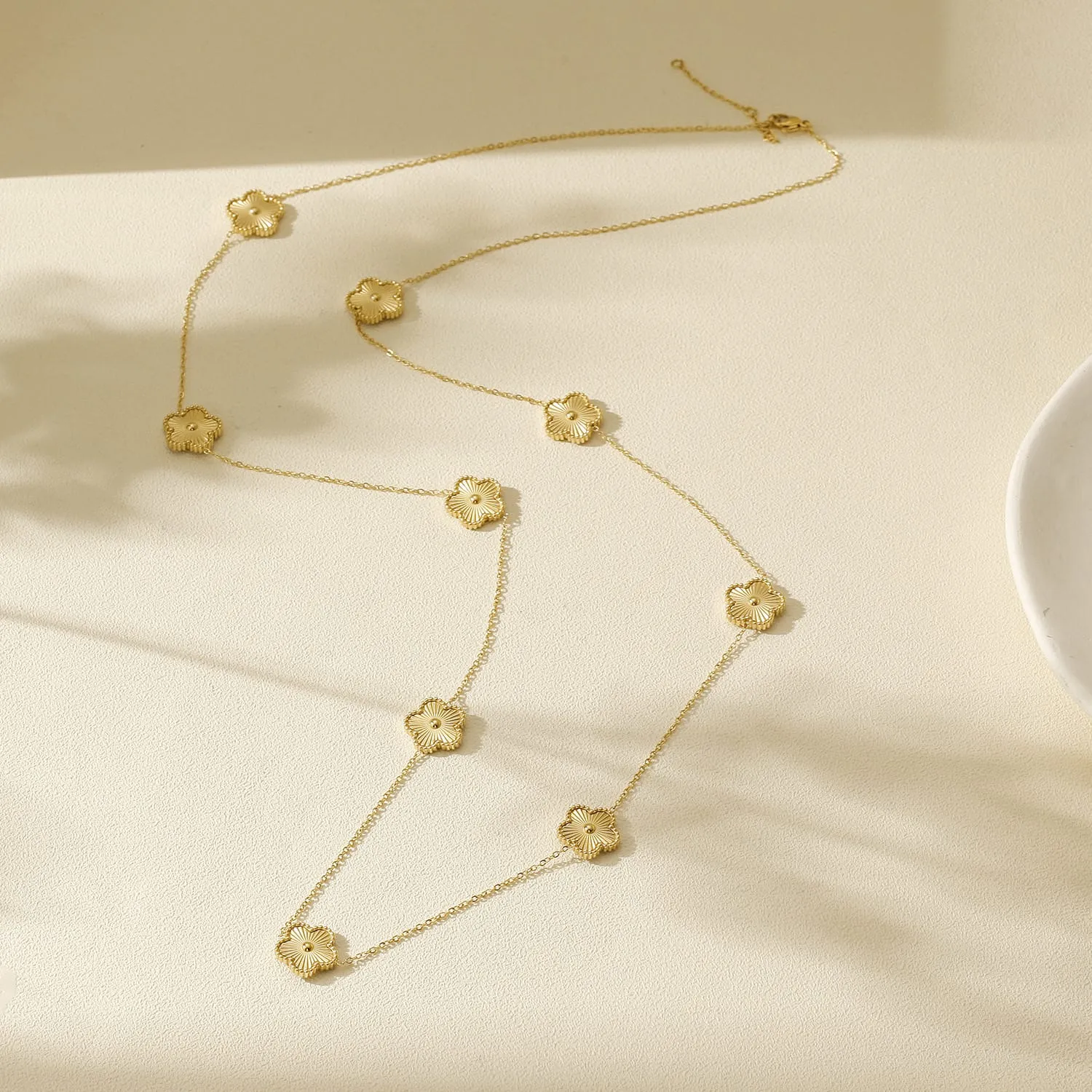36" Daisy Necklace Yellow Gold Finish