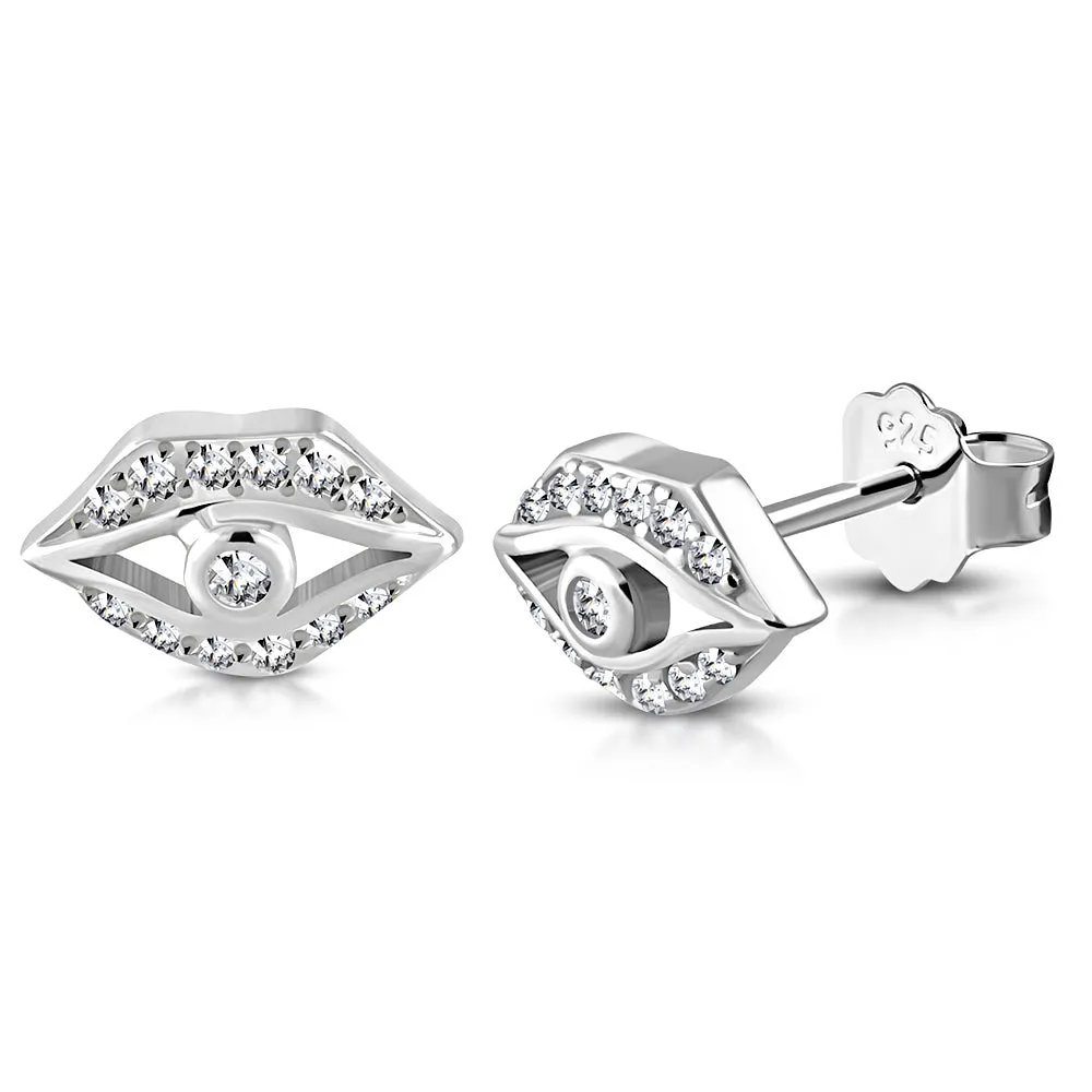 925 Sterling Silver Evil Eye Protection Stud Earrings