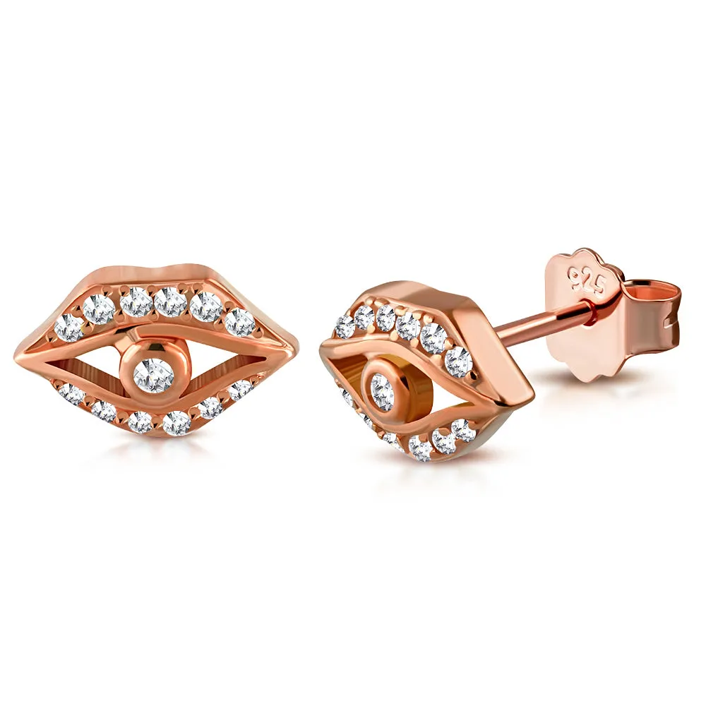 925 Sterling Silver Evil Eye Protection Stud Earrings