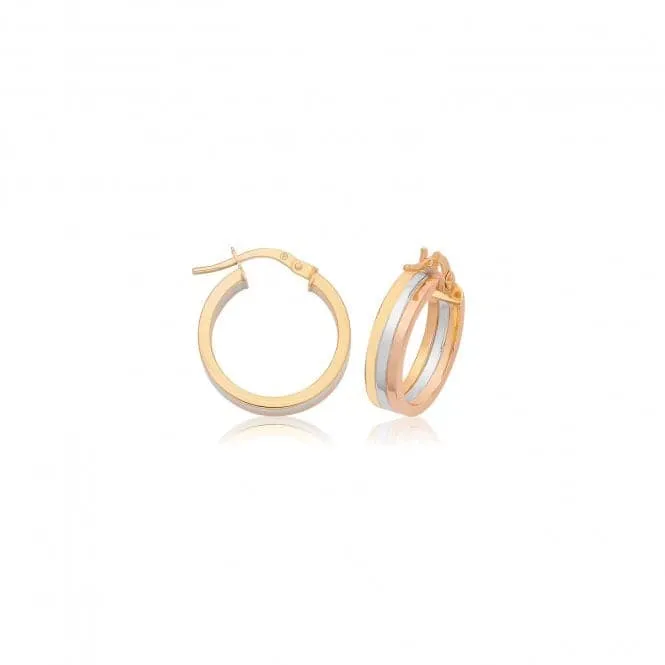9ct Tri-Color Gold Hoop Earrings ER1215