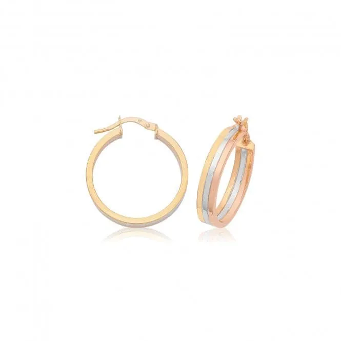 9ct Tri-Color Gold Hoop Earrings ER1215