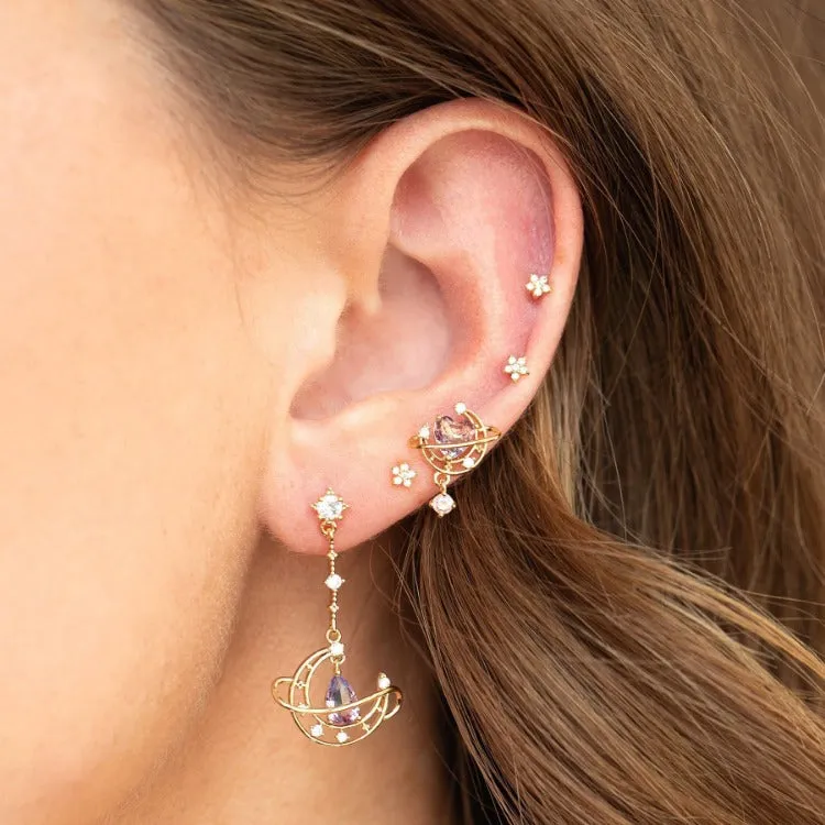 Aesthetic Zircon Moon Heart Earrings