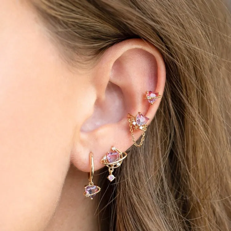 Aesthetic Zircon Moon Heart Earrings
