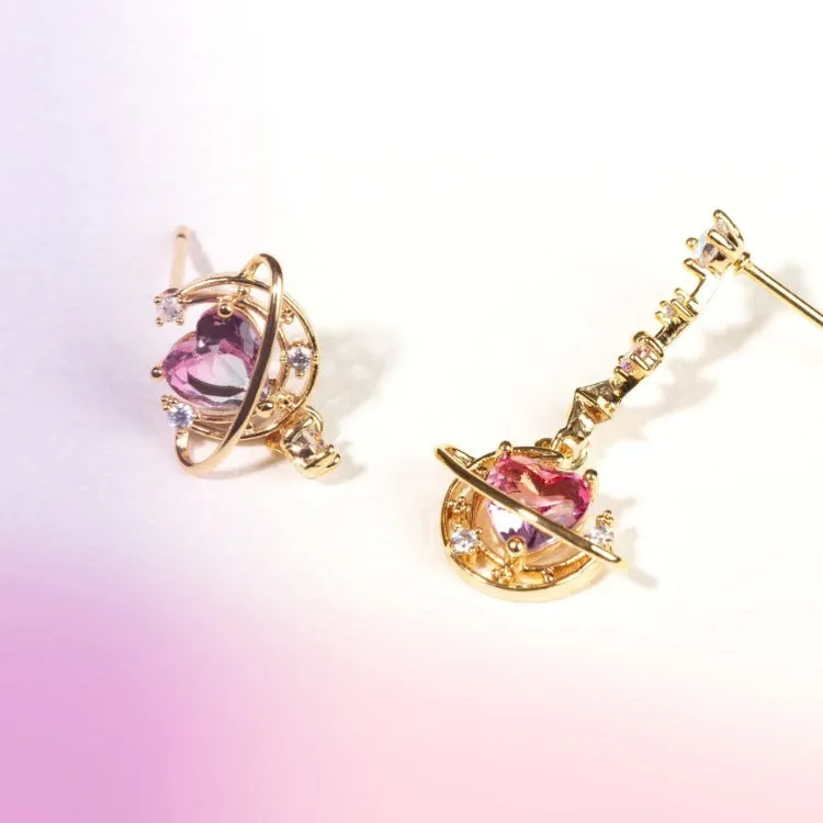 Aesthetic Zircon Moon Heart Earrings