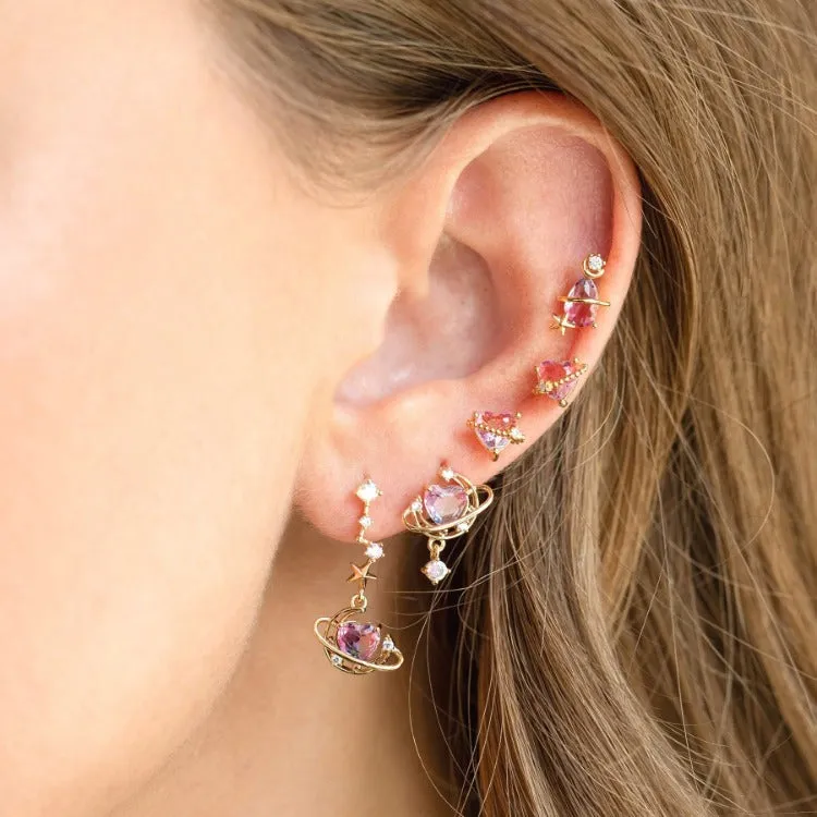 Aesthetic Zircon Moon Heart Earrings