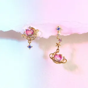 Aesthetic Zircon Moon Heart Earrings