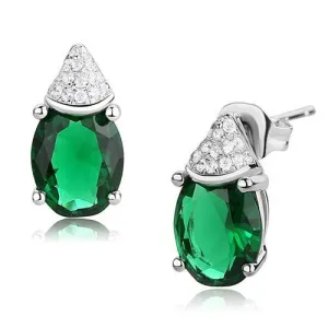 Alamode Rhodium 925 Sterling Silver Earrings with Synthetic Synthetic Glass in Blue Zircon