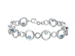 Amore Argento Silver Blue Topaz Circle Link Bracelet
