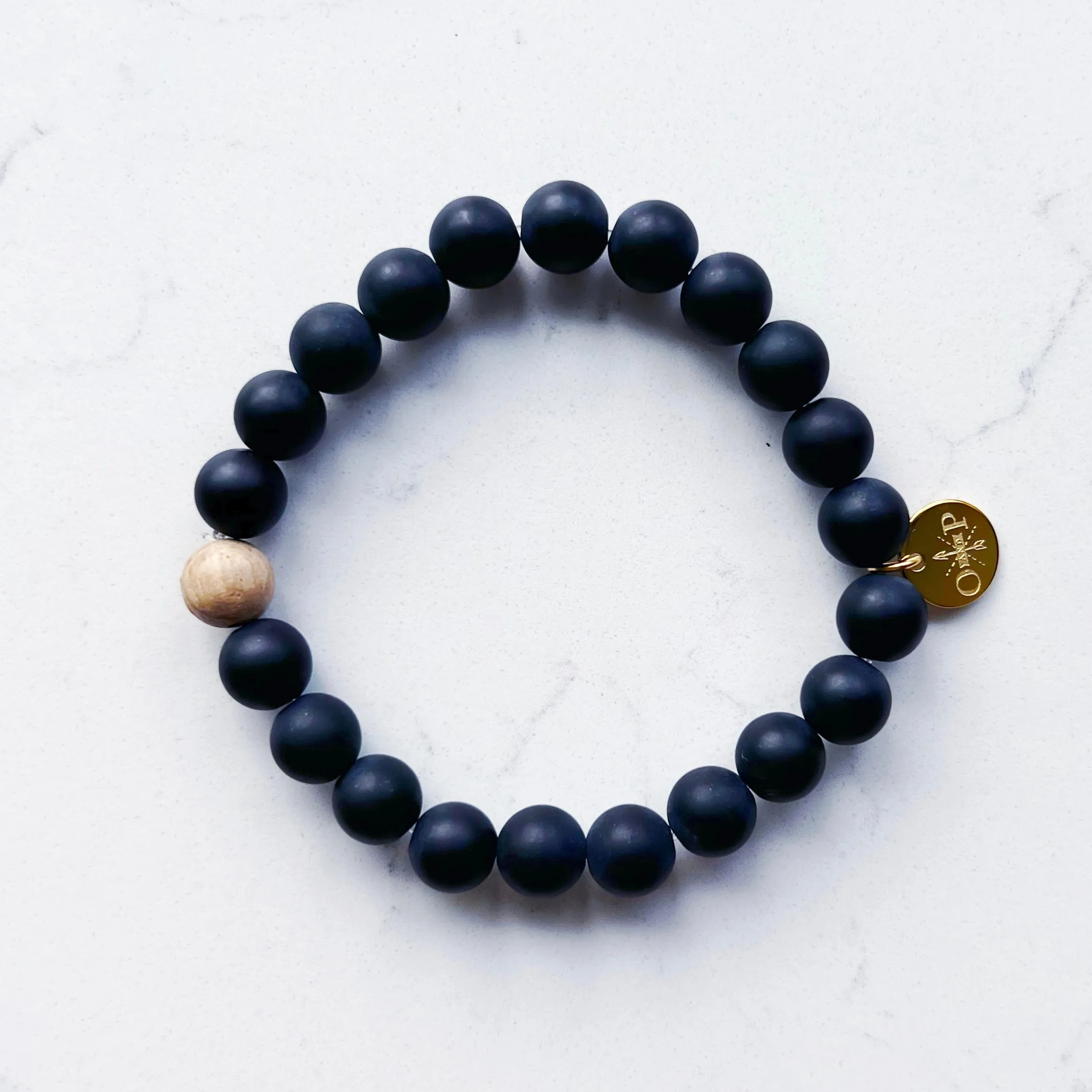 Barrel Bead Bracelet - Matte Onyx