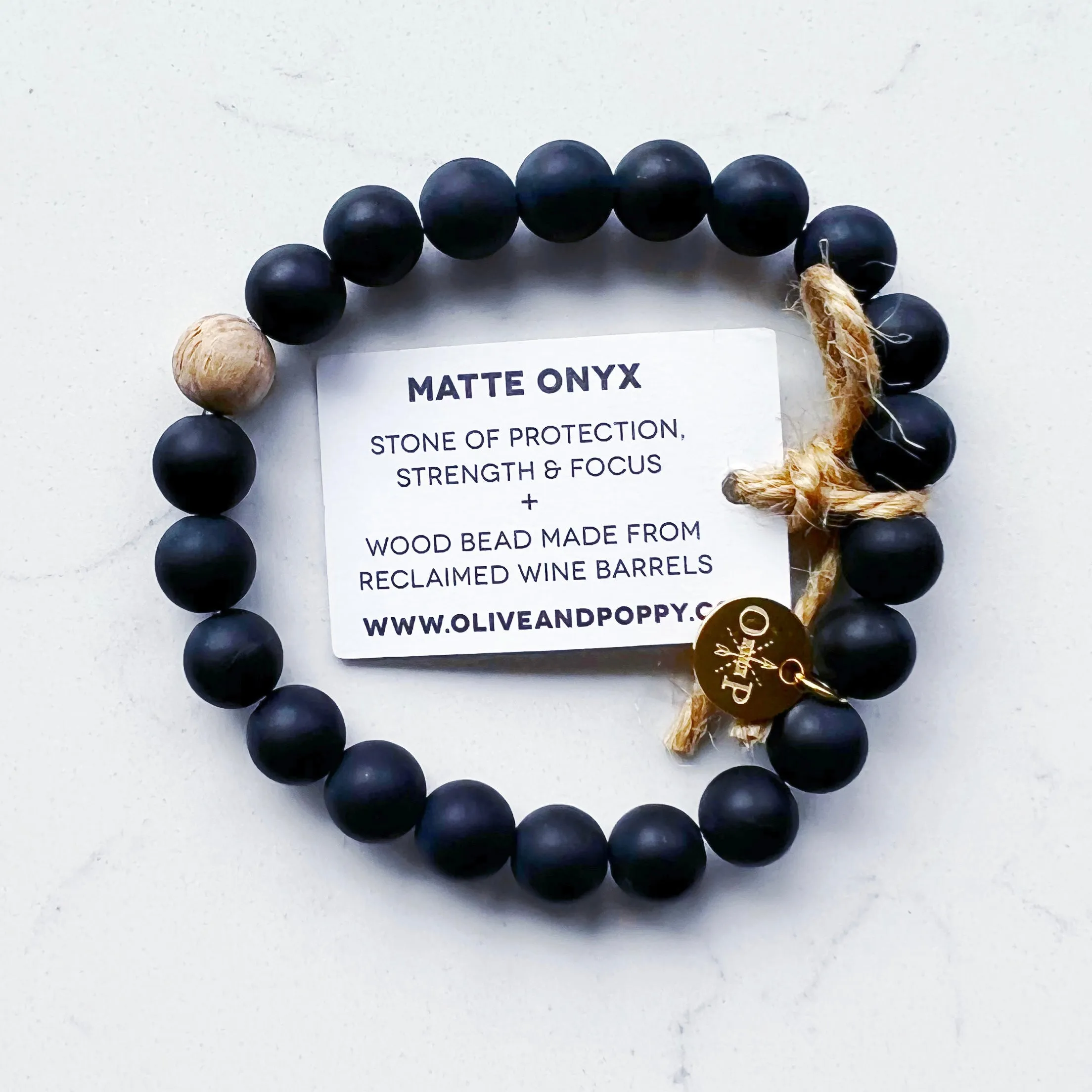 Barrel Bead Bracelet - Matte Onyx