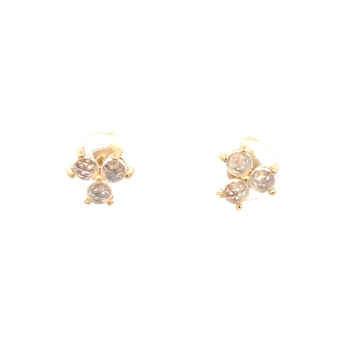 Beeghly & Co. Yellow Gold Moonstone Triad Earrings