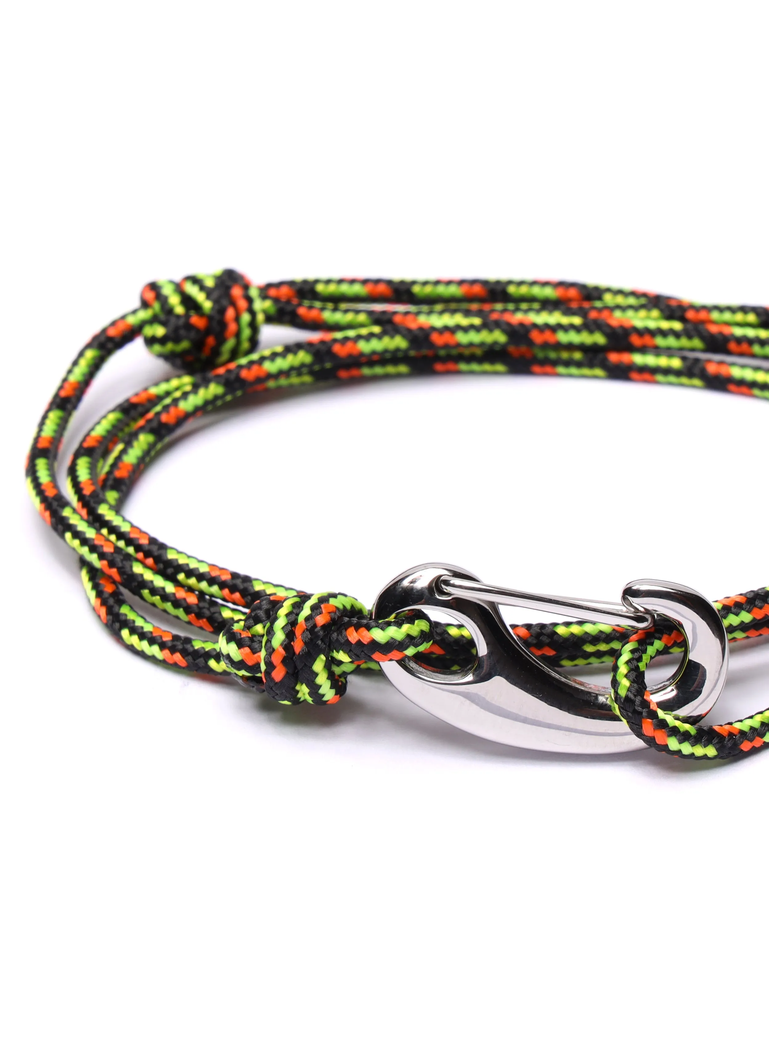 Black & Orange Tactical Cord Bracelet for Men (Silver Clasp)