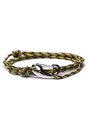 Black & Orange Tactical Cord Bracelet for Men (Silver Clasp)