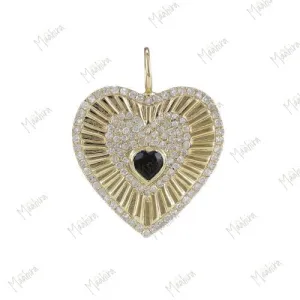 Black Onyx Heart-Shaped Diamond Pendant