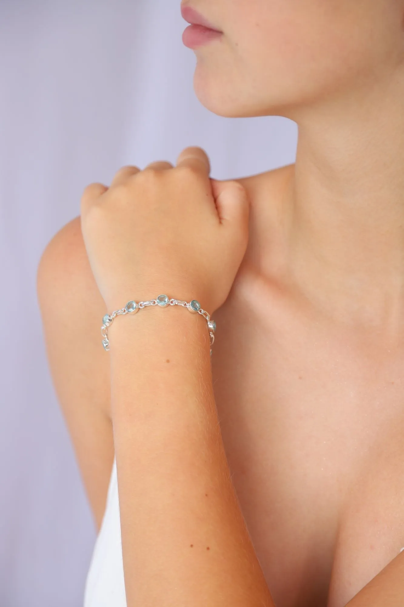 Blue Topaz Chain Bracelet