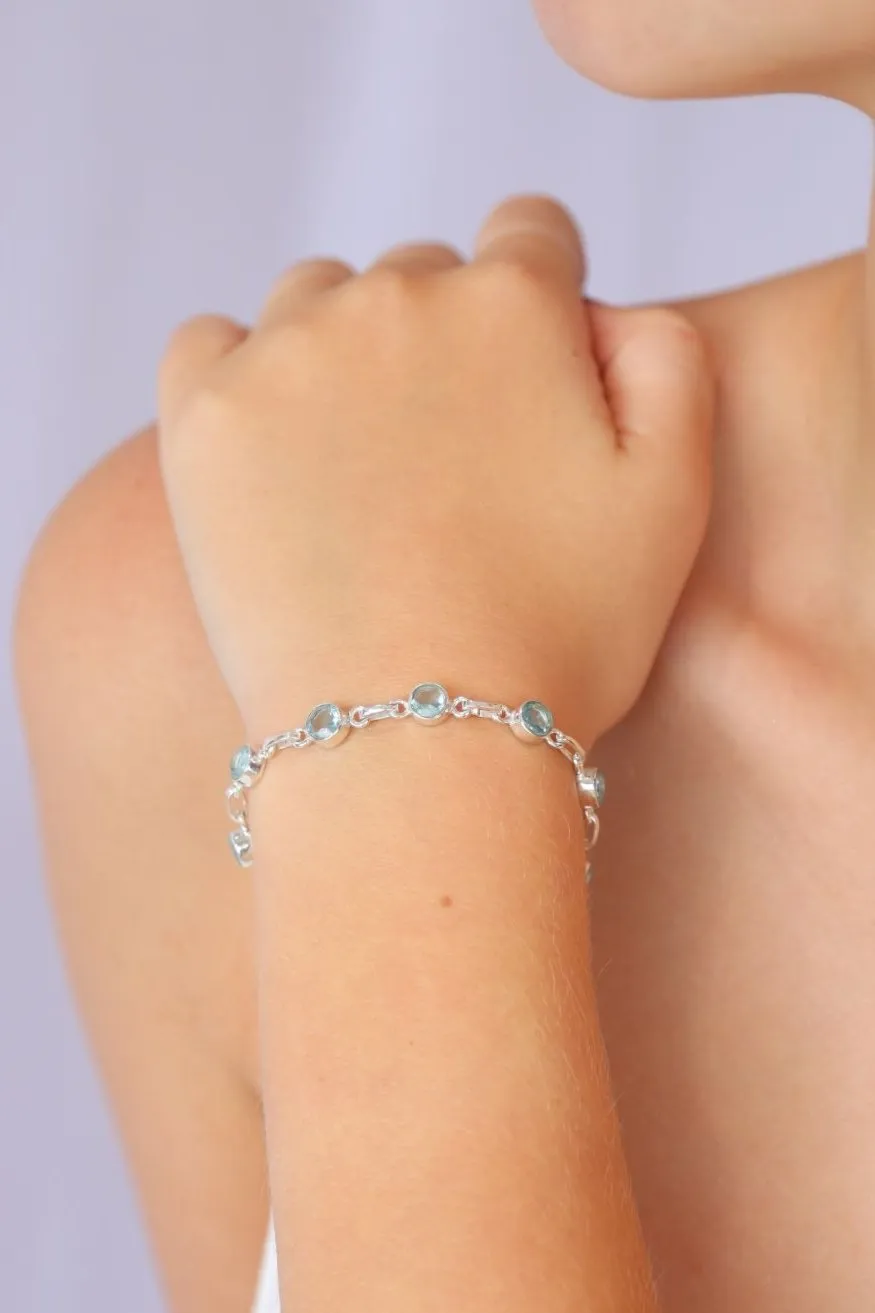Blue Topaz Chain Bracelet