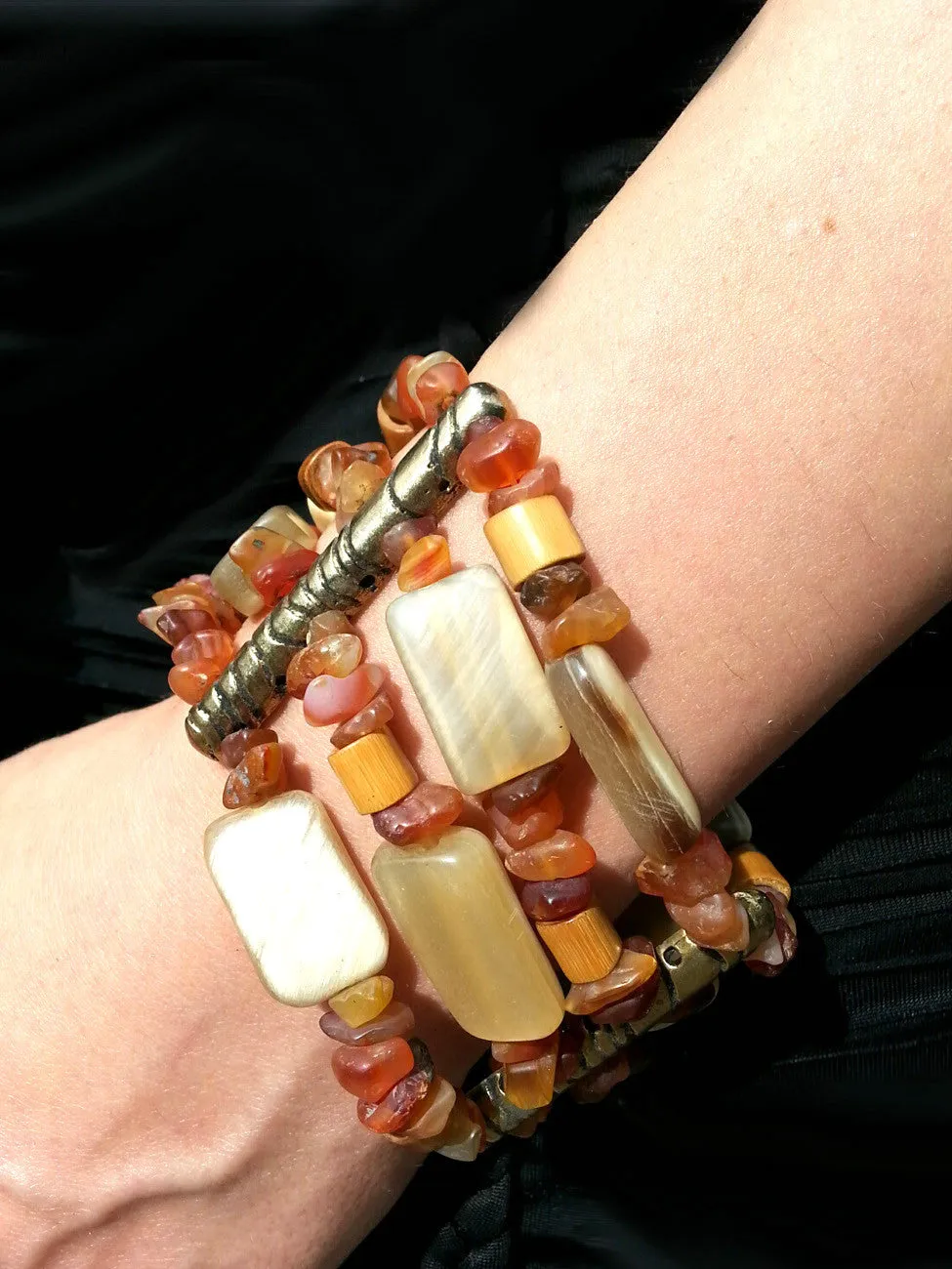 Bracelet Onyx Bone And Silver