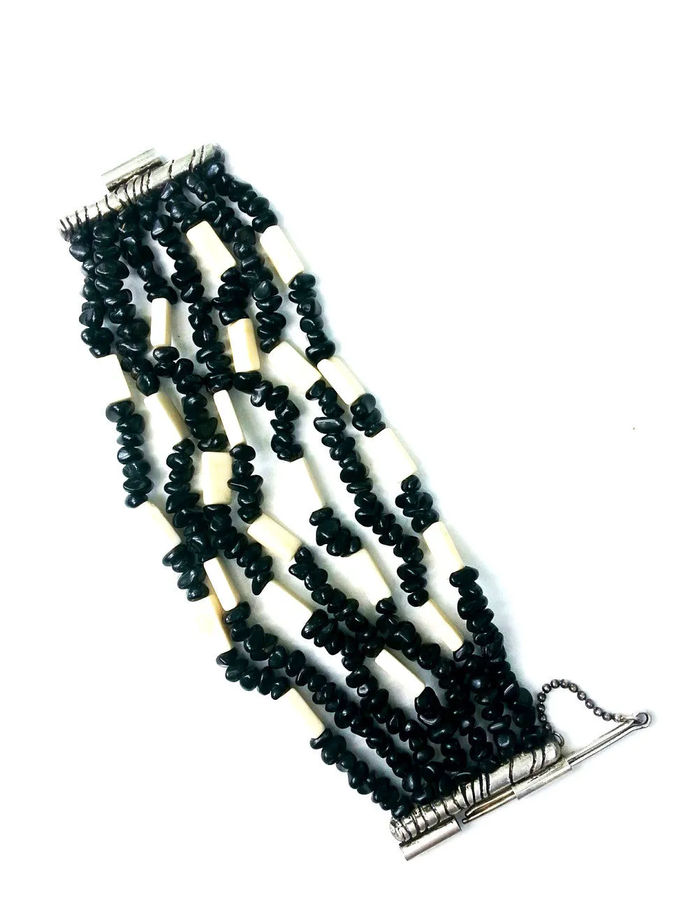 Bracelet Onyx Bone And Silver