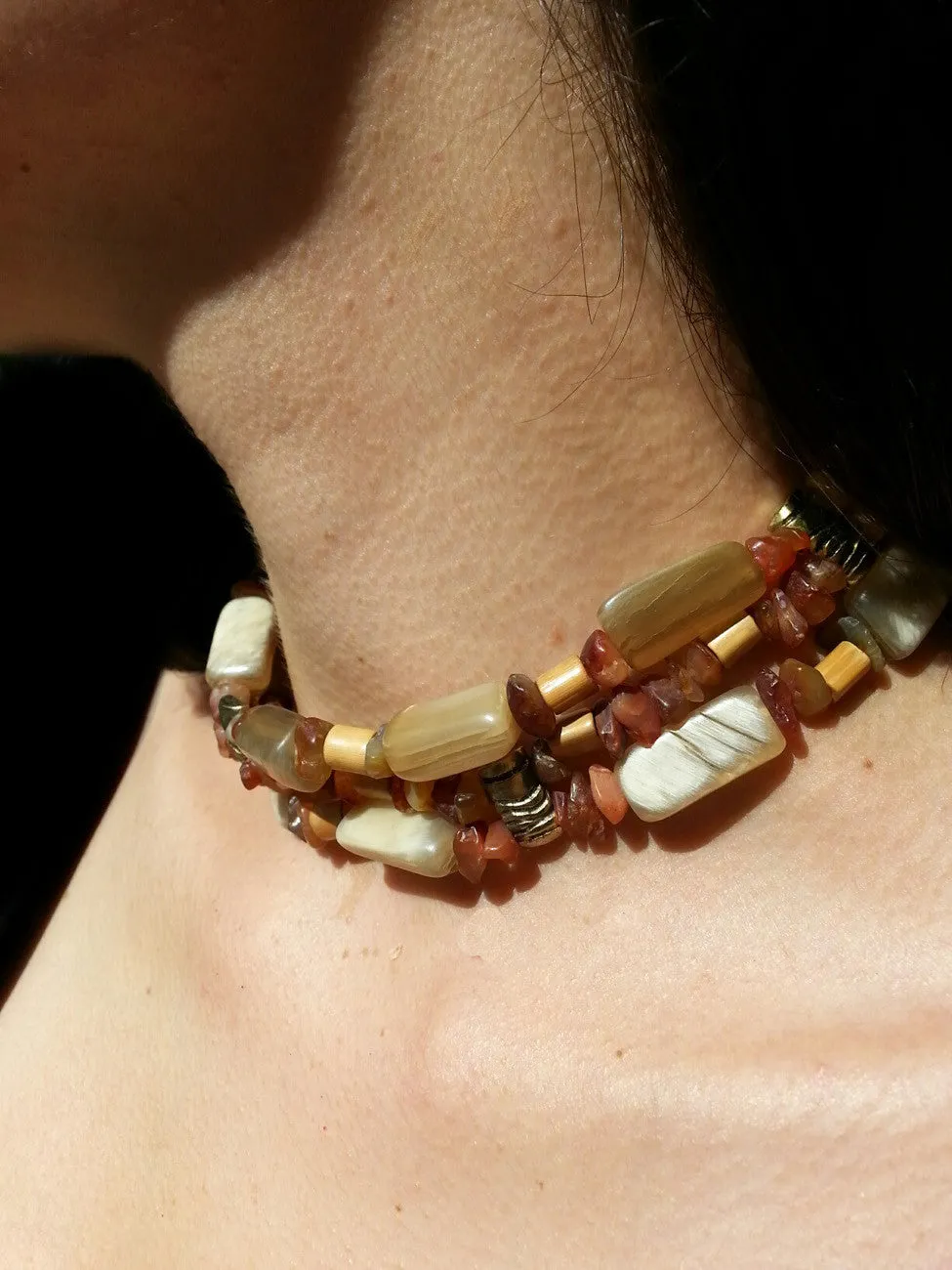 Bracelet Onyx Bone And Silver