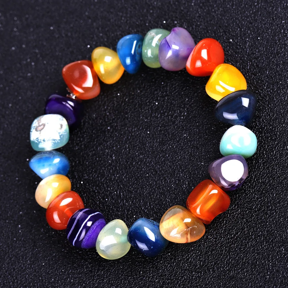 Bracelet with Shape Mixed Color Red Black Dream Agate Bracelet European and American Popular Ornament