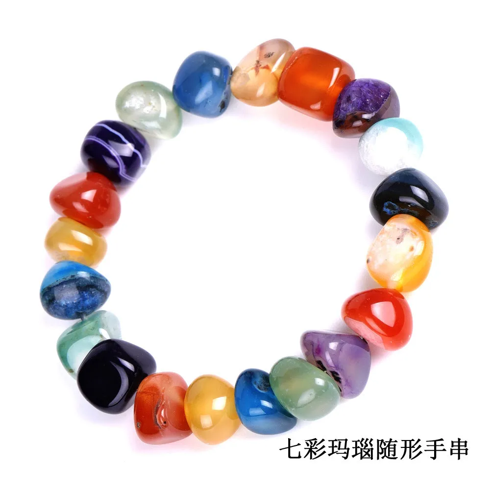Bracelet with Shape Mixed Color Red Black Dream Agate Bracelet European and American Popular Ornament