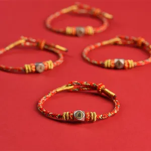 Buddha Stones 925 Sterling Silver Chinese Zodiac Natal Buddha Red Colorful Rope Luck Handcrafted Bracelet
