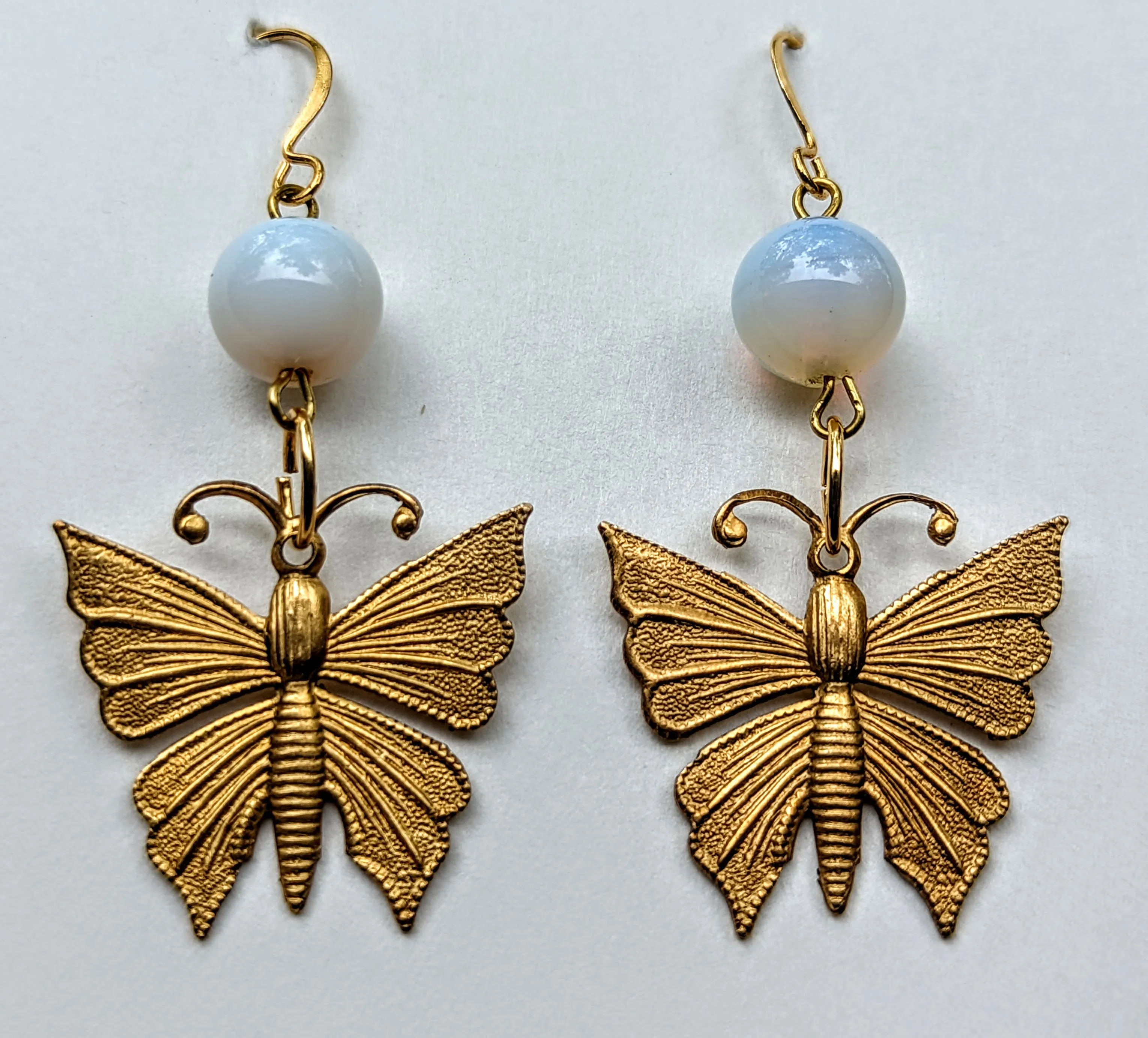 Butterflies with Vintage Opalite Earrings USA Made Sugar Gay Isber Free Gift Bag Butterfly