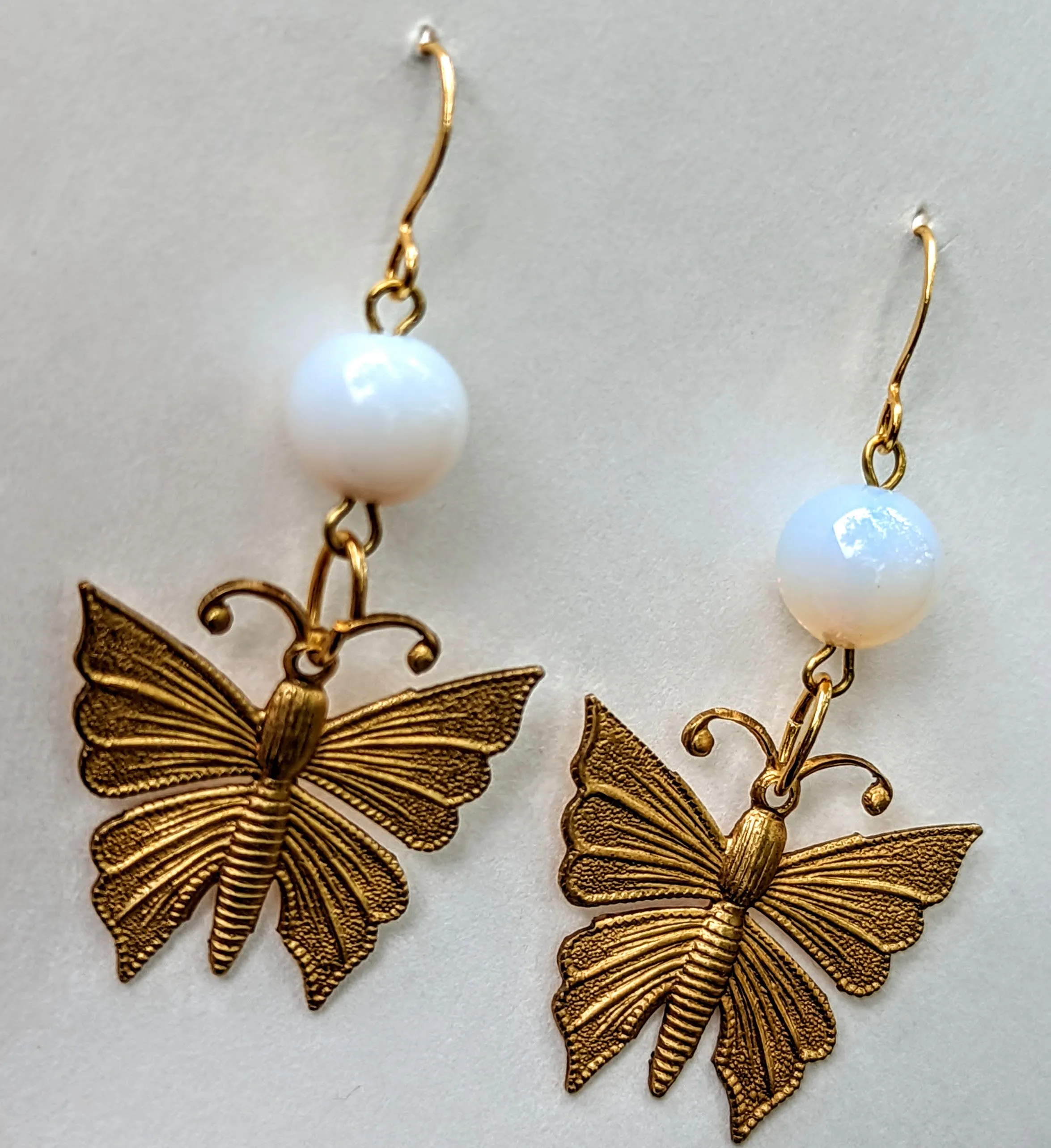 Butterflies with Vintage Opalite Earrings USA Made Sugar Gay Isber Free Gift Bag Butterfly