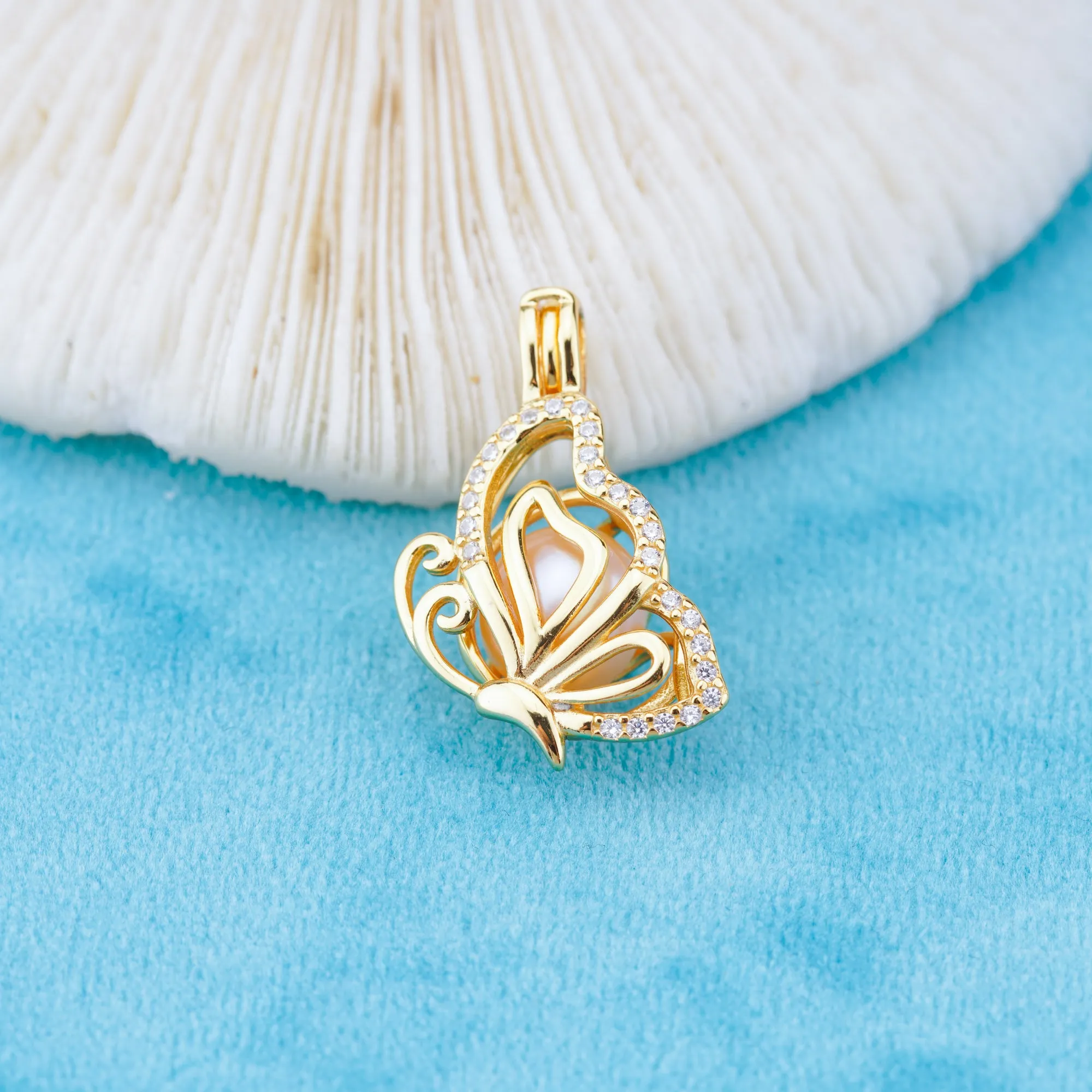 C030126 sterling silver Freshwater pearl cage pendant necklace jewelry locket for pearl party