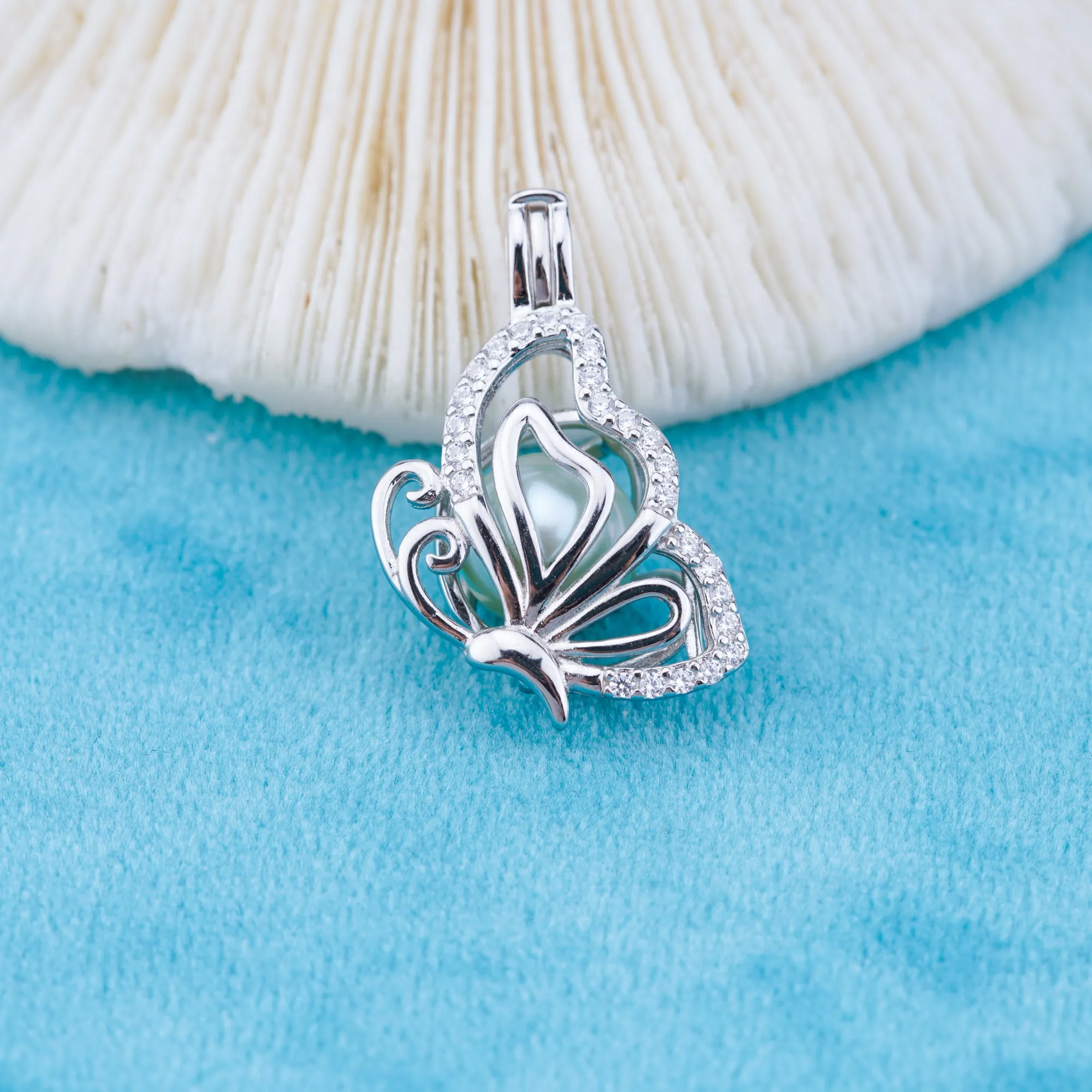 C030126 sterling silver Freshwater pearl cage pendant necklace jewelry locket for pearl party