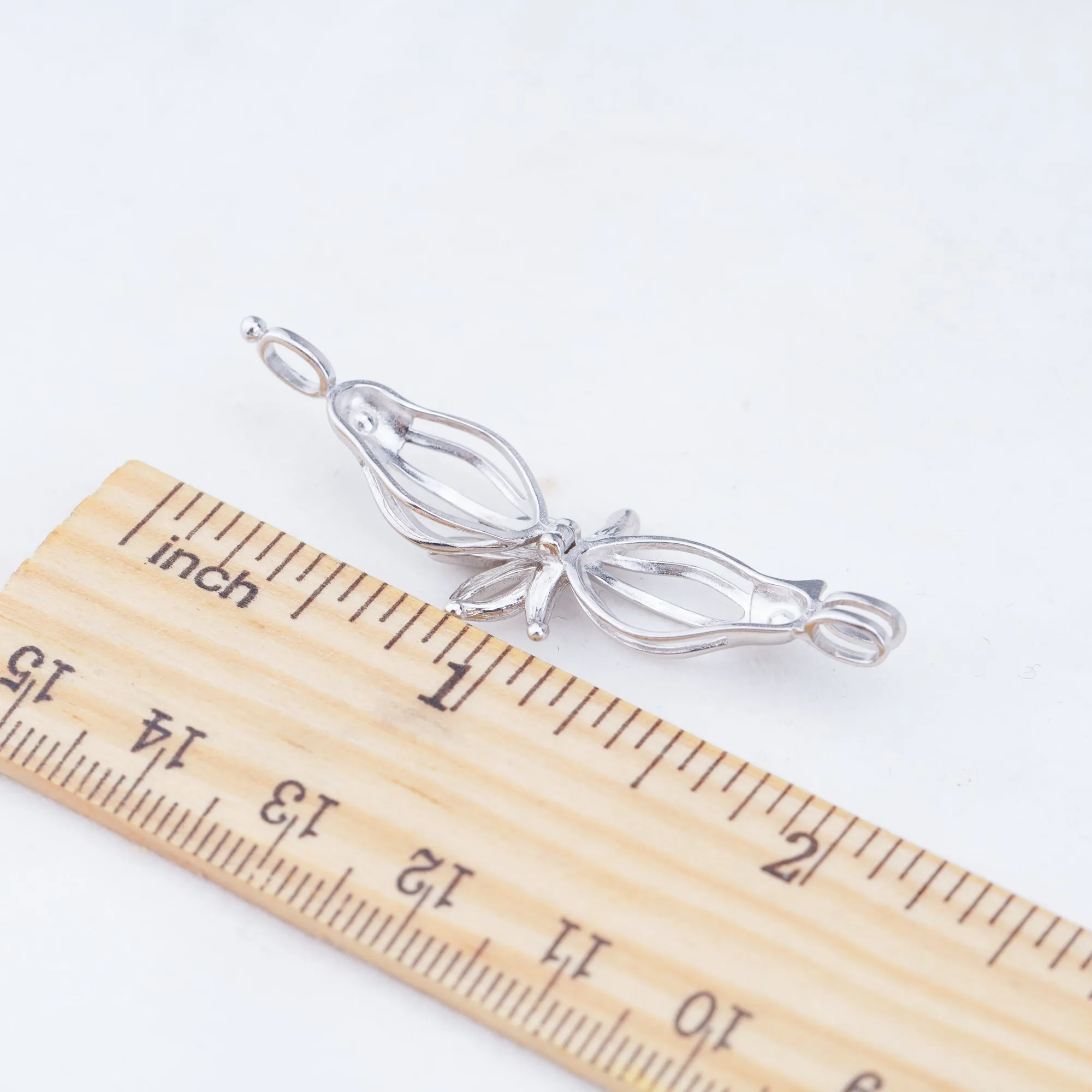 C030128 sterling silver Freshwater pearl cage pendant necklace jewelry locket for pearl party