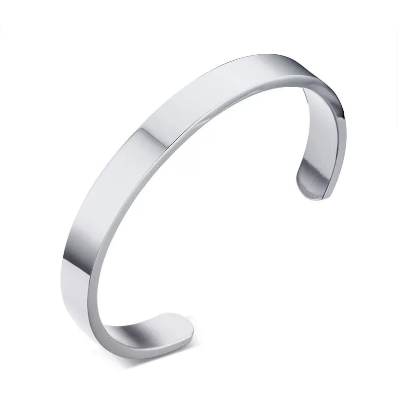 Can be engraved light body opening titanium steel men's bracelet